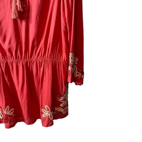 Soft Surrounding Floral Crush Beaded Embroidered Boho Tunic Embellished Top NWT - Picture 5 of 14